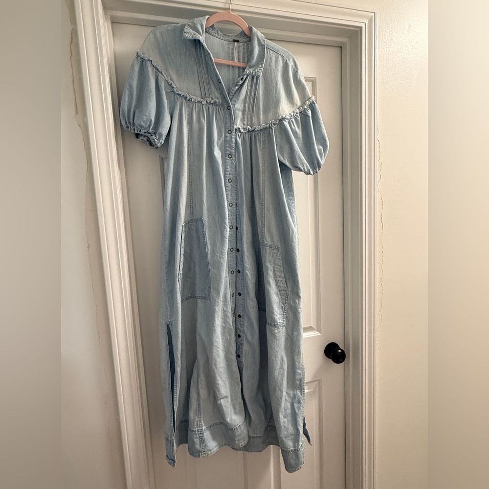 Free People Light Blue Button-Down Dress